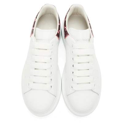 Shop Alexander Mcqueen White & Pink Snake Oversized Sneakers In 9558 Pink