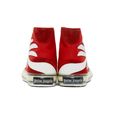 Shop Palm Angels Red Palm Vulcanized High Top Sneakers In Red/white