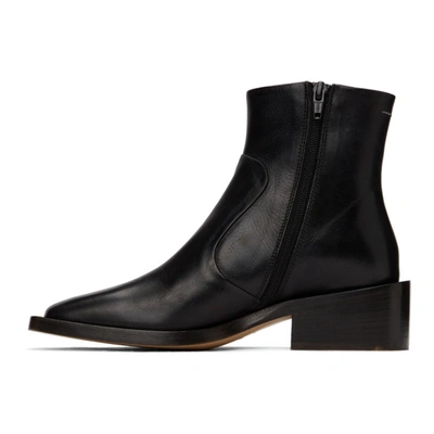 Shop Mm6 Maison Margiela Black Leather Ankle Boots In T8013 Black