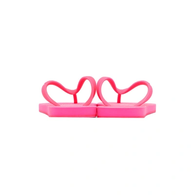Shop Vetements Pink Logo Flip Flops In Hot Pink / Hot Pink