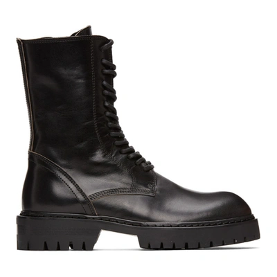 Shop Ann Demeulemeester Black Buckle Lace-up Boots In 099 Black