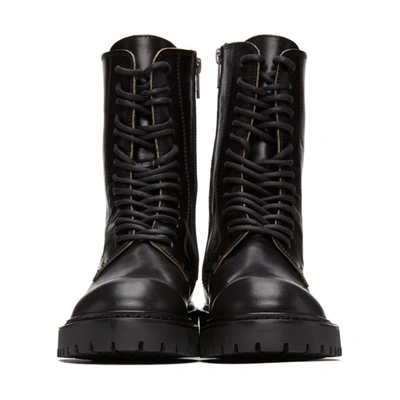 Shop Ann Demeulemeester Black Buckle Lace-up Boots In 099 Black