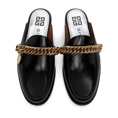 Shop Givenchy Black Chain Slip-on Loafers In 001 Black
