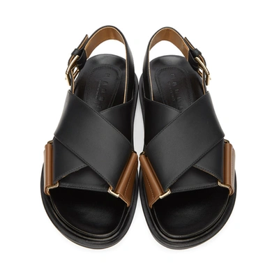 Shop Marni Black And Tan Fussbett Sandals In Zi950 Black