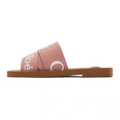 Shop Chloé Pink Woody Logo Slides In 6h6 Delipin