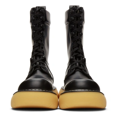 Shop Bottega Veneta Black 'the Bounce' Lace-up Boots In 1032 Black/rubber