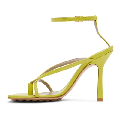 Shop Bottega Veneta Green Strappy Stretch Heeled Sandals In 7275 Kiwi