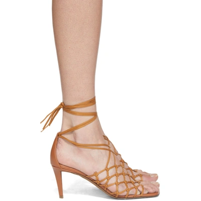 Shop Stella Mccartney Brown Lace-up Heeled Sandals In 2315 Carame