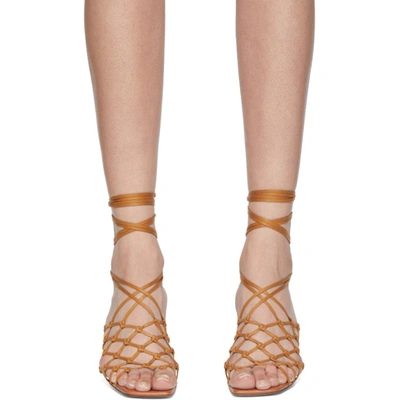 Shop Stella Mccartney Brown Lace-up Heeled Sandals In 2315 Carame