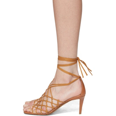 Shop Stella Mccartney Brown Lace-up Heeled Sandals In 2315 Carame