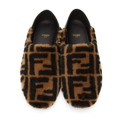 Shop Fendi Brown Shearling 'forever ' Loafers In F0r7r Fur