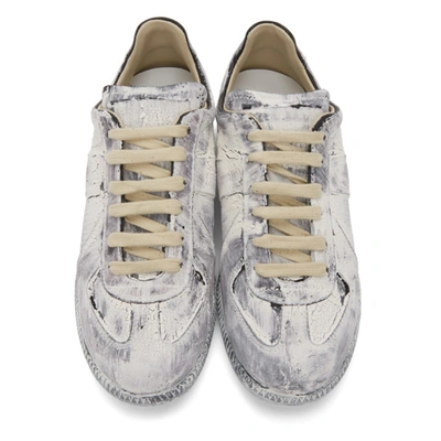 Shop Maison Margiela White Paint Replica Sneakers In H1532 Blk/w