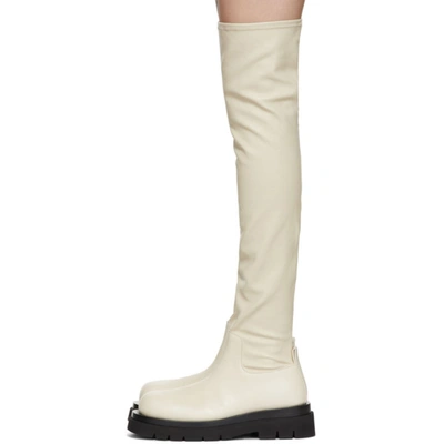 Shop Bottega Veneta Off-white Otk Combat Tall Boots In 8279 Wax
