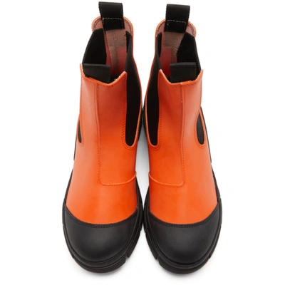 Shop Ganni Orange Recycled Rubber City Boots In 307 Flame