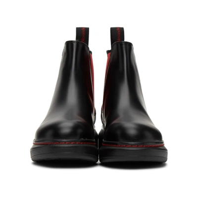 Shop Alexander Mcqueen Black & Red Contrast Sole Hybrid Chelsea Boots In 1066 Bl/red