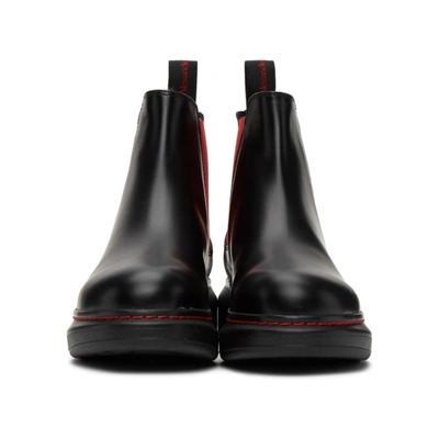 Alexander Mcqueen Black & Red Contrast Sole Hybrid Chelsea Boots 