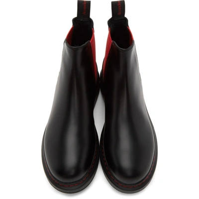 Shop Alexander Mcqueen Black & Red Contrast Sole Hybrid Chelsea Boots In 1066 Bl/red