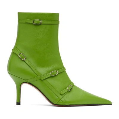 Shop Abra Green Belt Heeled Ankle Boots
