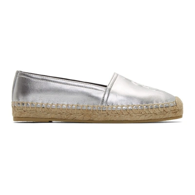 Shop Saint Laurent Silver Monogramme Espadrilles In 8105 Silver