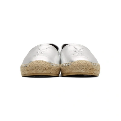 Shop Saint Laurent Silver Monogramme Espadrilles In 8105 Silver