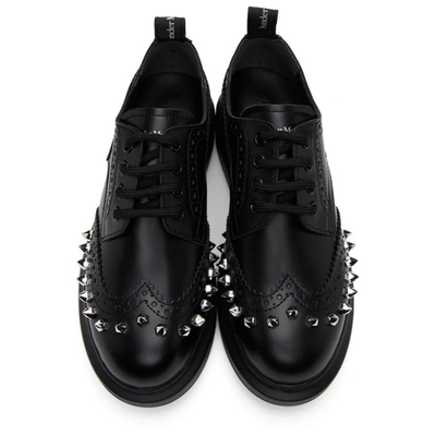 Shop Alexander Mcqueen Black Stud Hybrid Brogues In 1081 Bl/sil