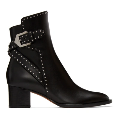 Shop Givenchy Black Stud Elegant Heel Ankle Boots In 001 Black