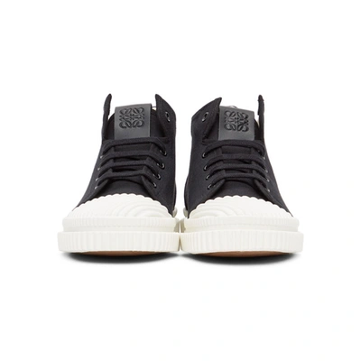 Shop Loewe Black Canvas High-top Sneakers In 1100 Black