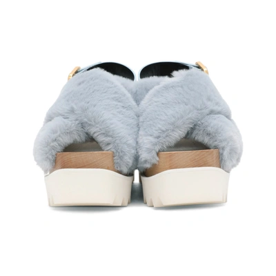 Shop Stella Mccartney Blue Furry Elyse Platform Sandals In 4210 Ltblu