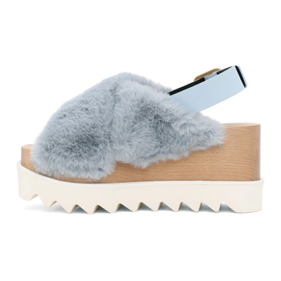 Shop Stella Mccartney Blue Furry Elyse Platform Sandals In 4210 Ltblu