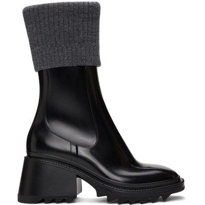 Shop Chloé Black & Grey Betty Rain Boots In 001 Black