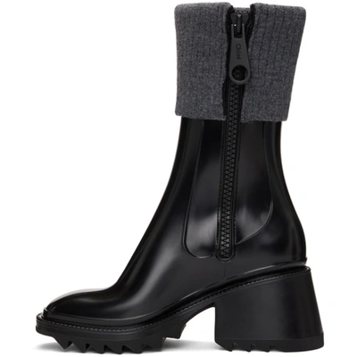 Shop Chloé Black & Grey Betty Rain Boots In 001 Black