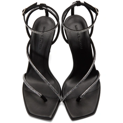 Shop Magda Butrym Black Crystal Strappy Heeled Sandals