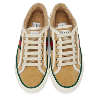 Shop Gucci Beige Suede ' Tennis 1977' Low-top Sneakers In 9563 Buttersc