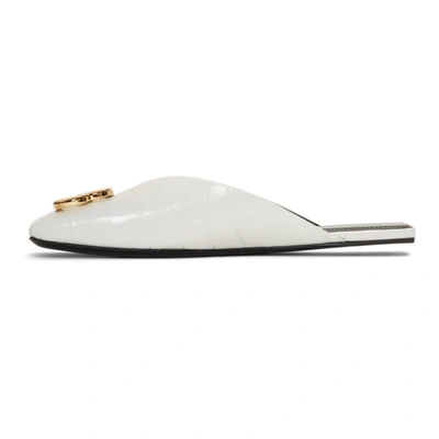 Shop Balenciaga White Croc Bb Mules In 9047 White