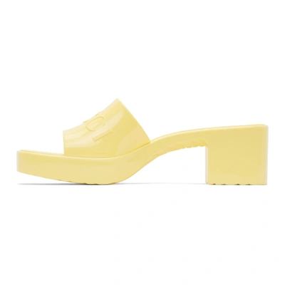 Shop Gucci Yellow Rubber Slide Sandals In 7412 Banana