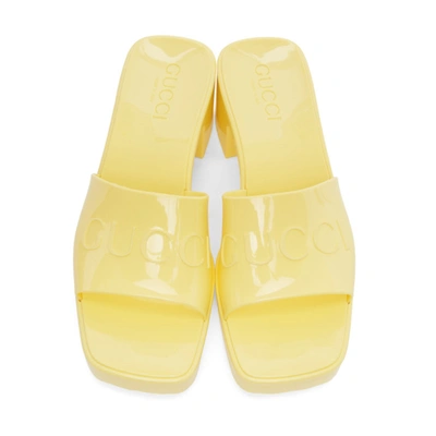 Shop Gucci Yellow Rubber Slide Sandals In 7412 Banana