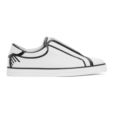 Shop Fendi White & Black Joshua Vides Edition Leather Sneakers In F1boe White