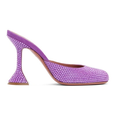 Shop Amina Muaddi Purple Emili Slipper Heels In Violet