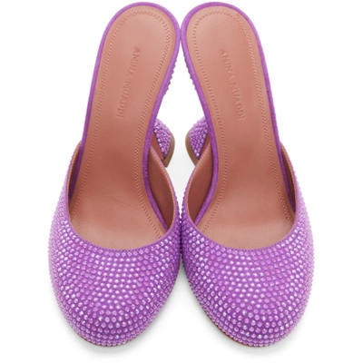 Shop Amina Muaddi Purple Emili Slipper Heels In Violet