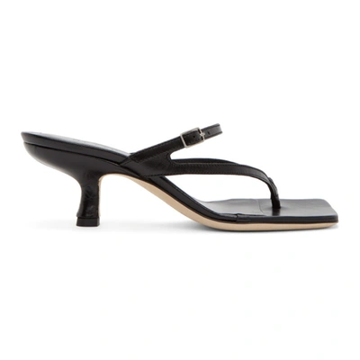 Shop By Far Black Creased Leather Desiree Heeled Sandals In Bl Black