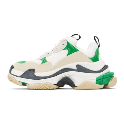 BALENCIAGA 绿色 AND 白色 TRIPLE S 运动鞋