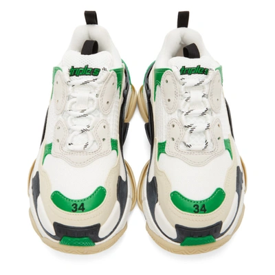 Shop Balenciaga Green & White Triple S Sneakers In 3011 Grn/wh