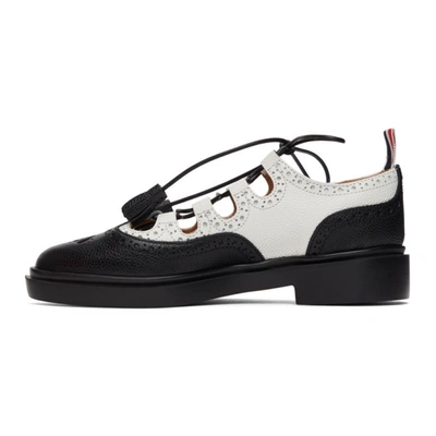 Shop Thom Browne Black & White Ghillie Brogues In 980 Blk/wht