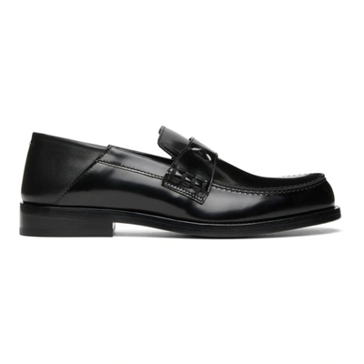 Shop Maison Margiela Black Slip-on Loafers In T8013 Black