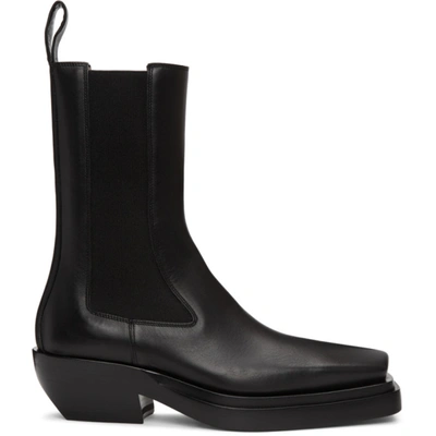 Shop Bottega Veneta Black 'the Lean' Mid-calf Chelsea Boots In 1000 Black