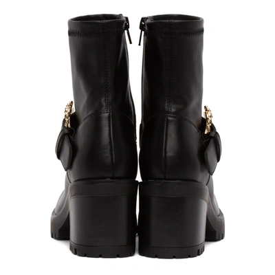 Shop Versace Jeans Couture Black Baroque Buckle Boots In E899 Black