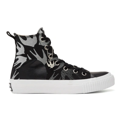 Shop Mcq By Alexander Mcqueen Mcq Alexander Mcqueen Black And White Mcq Swallow Plimsoll High-top Sneakers In 1006 Bk/wht