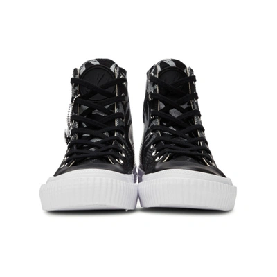 Shop Mcq By Alexander Mcqueen Mcq Alexander Mcqueen Black And White Mcq Swallow Plimsoll High-top Sneakers In 1006 Bk/wht