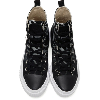 Shop Mcq By Alexander Mcqueen Mcq Alexander Mcqueen Black And White Mcq Swallow Plimsoll High-top Sneakers In 1006 Bk/wht