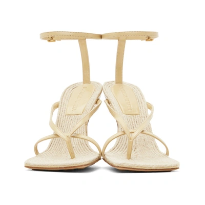 Shop Bottega Veneta Beige Raffia Stretch Heeled Sandals In 2624 Cane Sugar